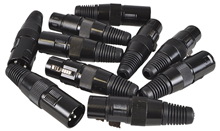 XLR Connector Pack with 5 Male and 5 Female XLR Connectors in Black